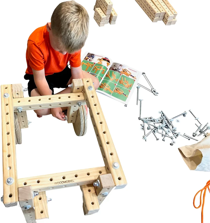 Funphix Woodmobiel Modular Construction STEM Toy