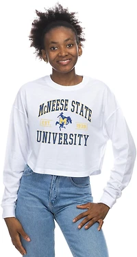 ZooZatz Women's McNeese State University Crop Long Sleeve T-shirt