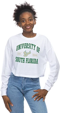 ZooZatz Women's University of South Florida Crop Long Sleeve T-shirt