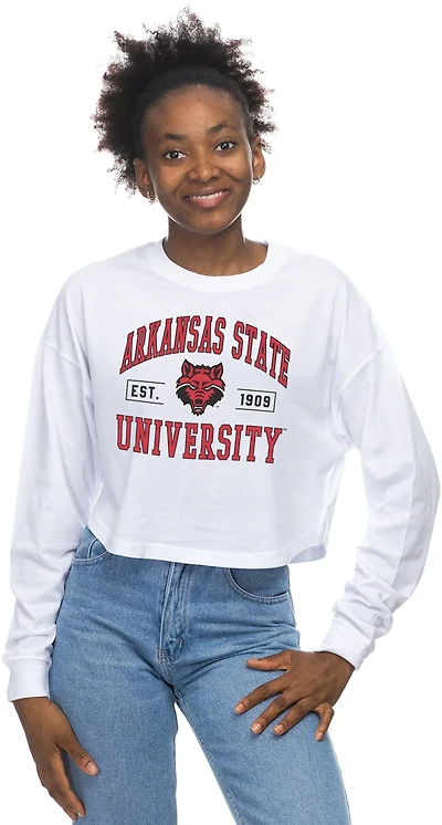 ZooZatz Women's Arkansas State University Crop Long Sleeve T-shirt