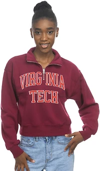 ZooZatz Women's Virginia Tech Crop Fleece 1/4 Zip Pullover