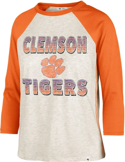 '47 Women's Clemson University Good Vibes Ava Raglan Long Sleeve Shirt