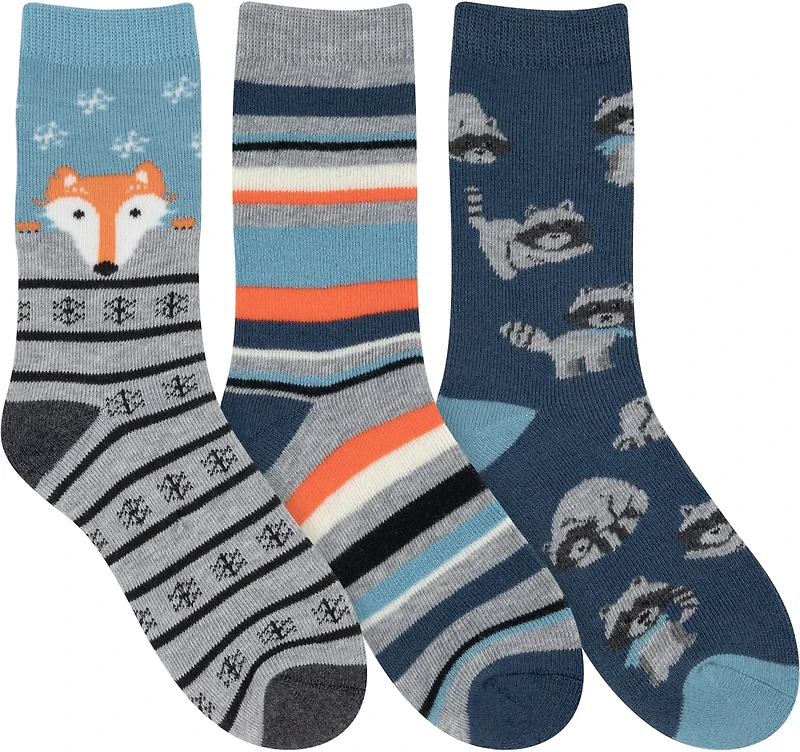 Magellan Outdoors Boys' Raccoon Fashion Crew Socks 3-Pack