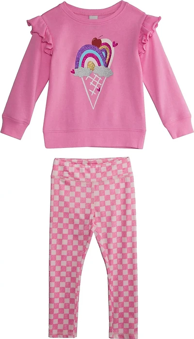 BCG Toddler Girls' Ruffle Fleece Crew Neck Shirt and Leggings Set