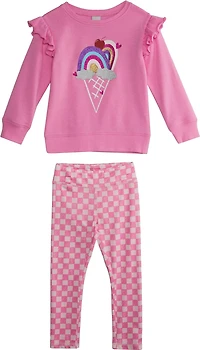 BCG Toddler Girls' Ruffle Fleece Crew Neck Shirt and Leggings Set