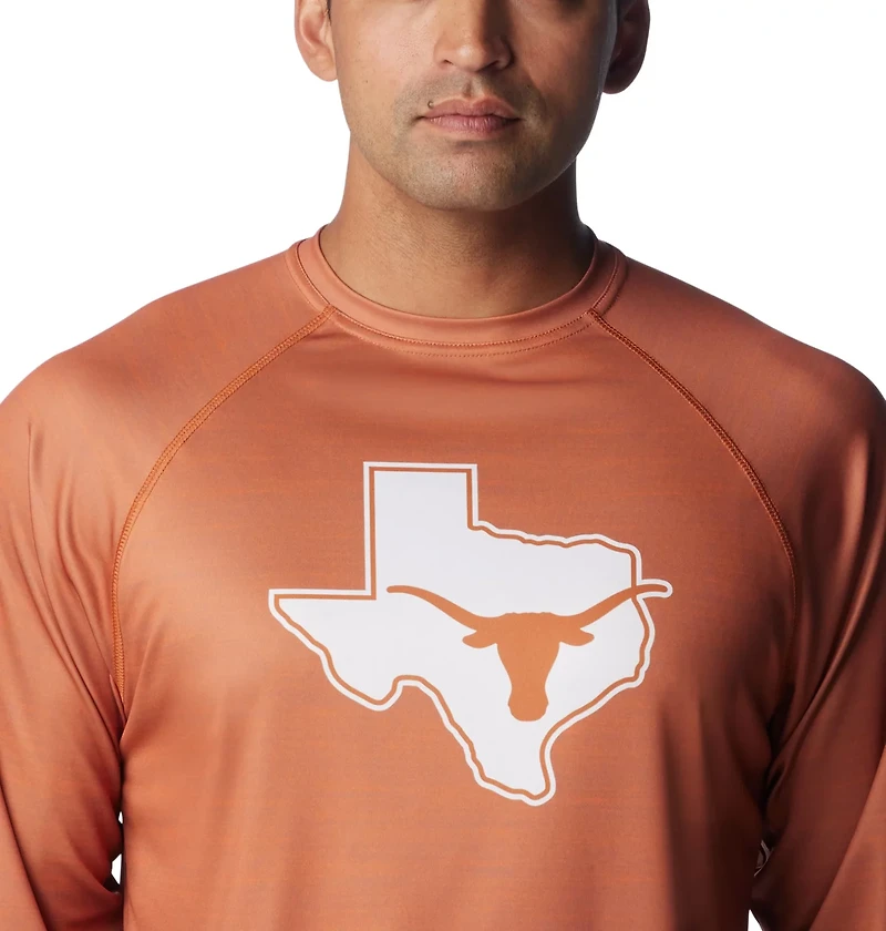 Columbia Sportswear Men's University of Texas PFG Terminal Tackle Heather Long Sleeve Shirt