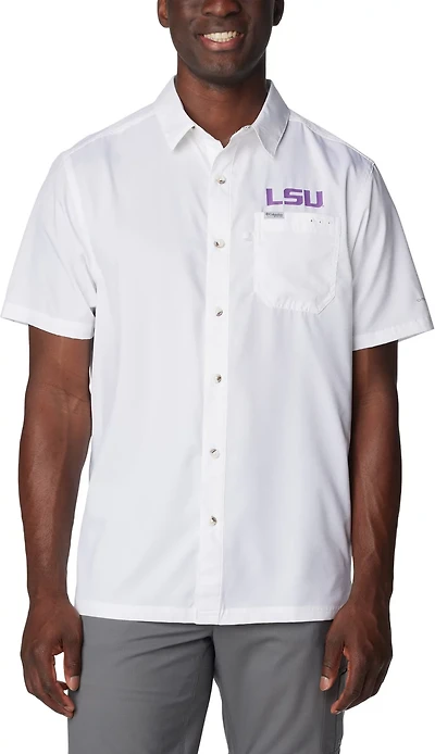 Columbia Sportswear Men's Louisiana State University PFG Slack Tide Camp Button Down Shirt