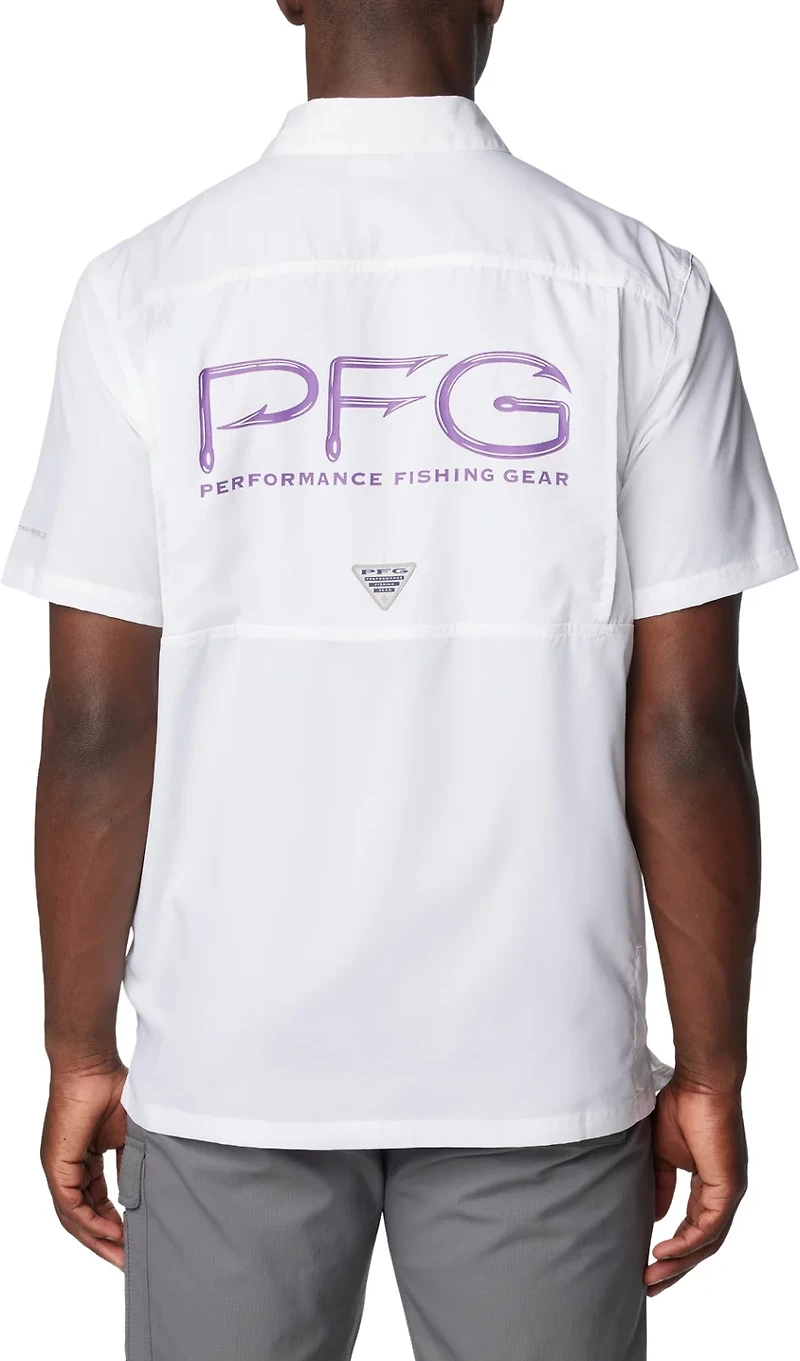 Columbia Sportswear Men's Louisiana State University PFG Slack Tide Camp Button Down Shirt