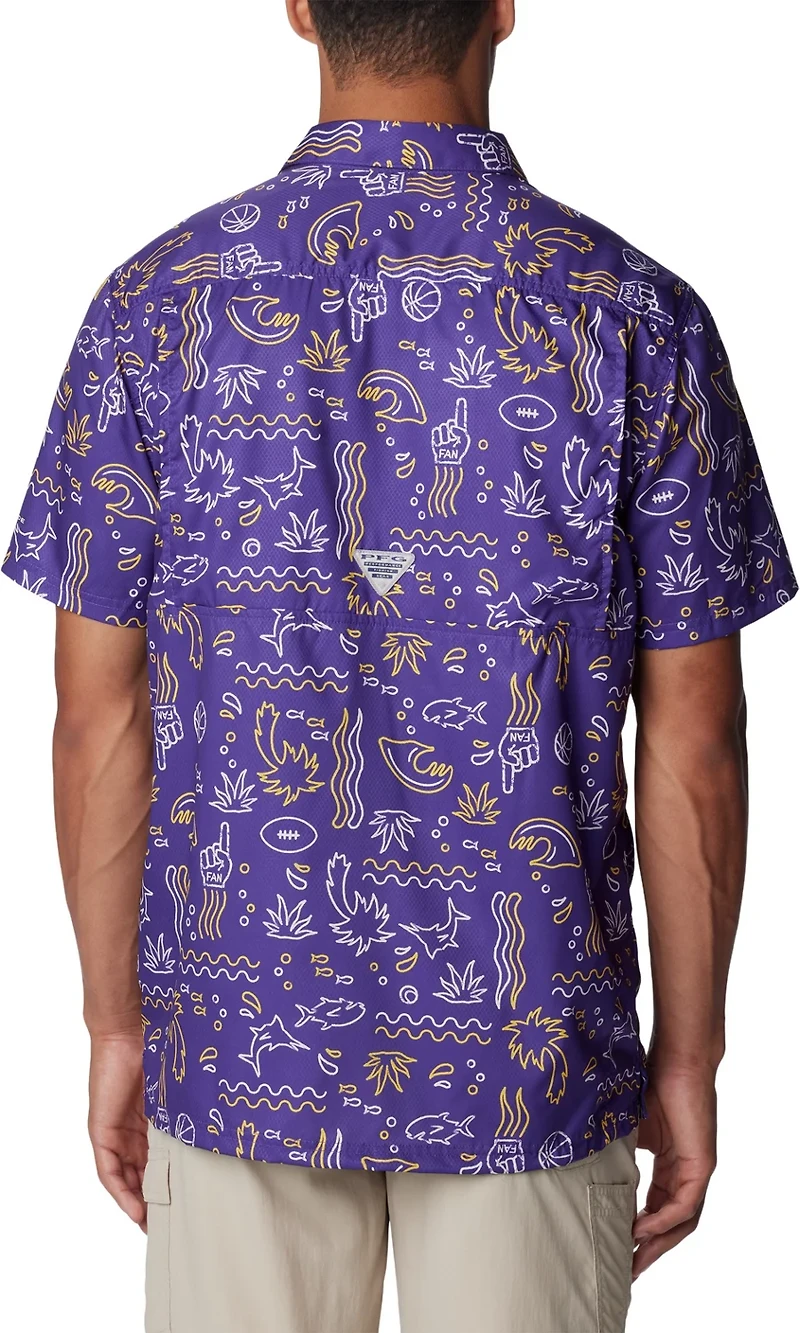 Columbia Sportswear Men's Louisiana State University Super Slack Tide Fish Fan Button Down Shirt