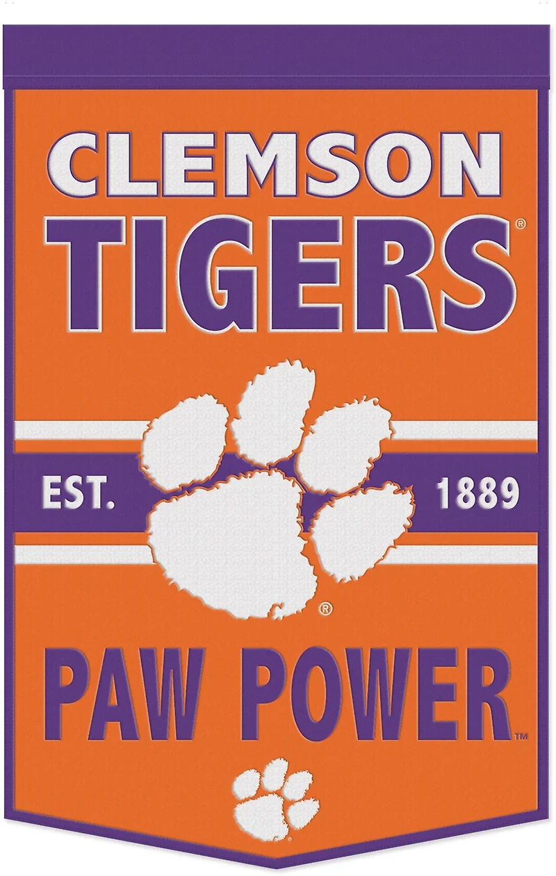 WinCraft Clemson University 24 in x 38 in Wool Banner