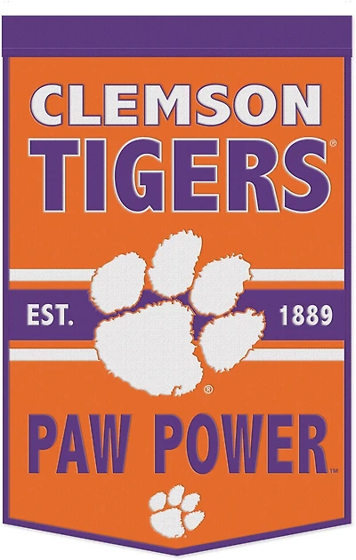WinCraft Clemson University 24 in x 38 in Wool Banner