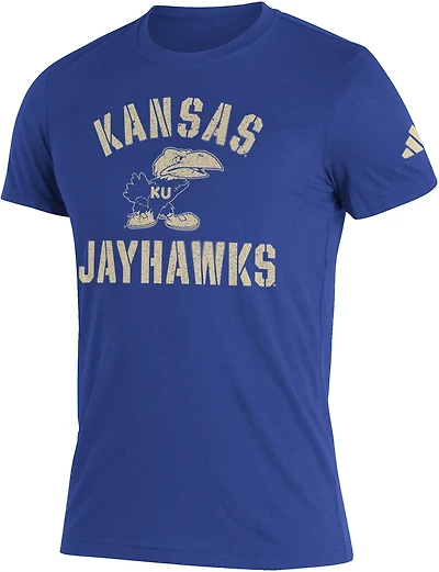 adidas Men's University of Kansas Number 2 Stencil Fresh T-shirt