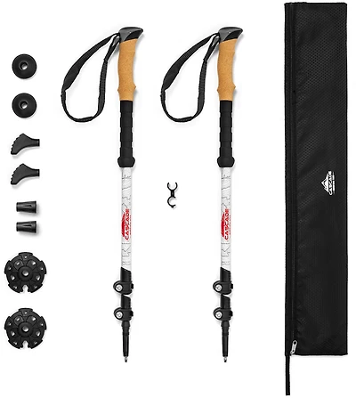 Cascade Mountain Tech Carbon Fiber Quick Lock Trekking Poles