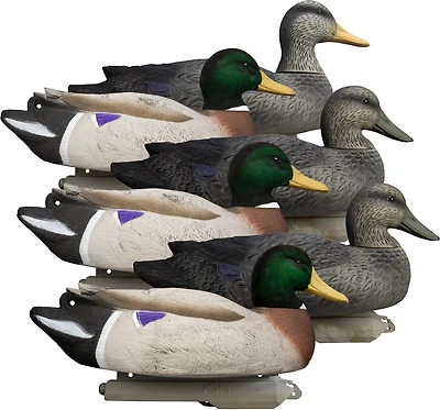 Higdon Battleship Powers Pack, Foam Filled, 3 Mallard Drakes, Flocked Heads, 3 Black Ducks 6-Pack