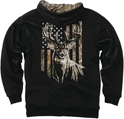 Buck Wear Men's Camo Stag and Stripes Hoodie