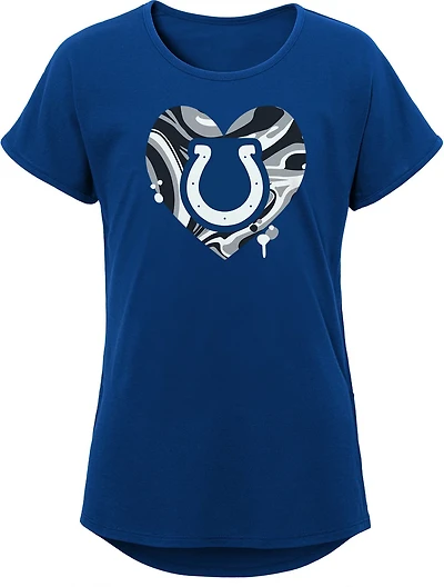 Outerstuff Girls' Indianapolis Colts Drip Heart Dolman T-shirt