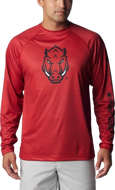 Columbia Sportswear Men's University of Arkansas PFG Terminal Tackle Heather Long Sleeve Shirt