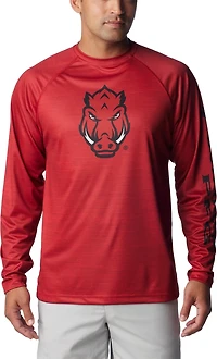 Columbia Sportswear Men's University of Arkansas PFG Terminal Tackle Heather Long Sleeve Shirt