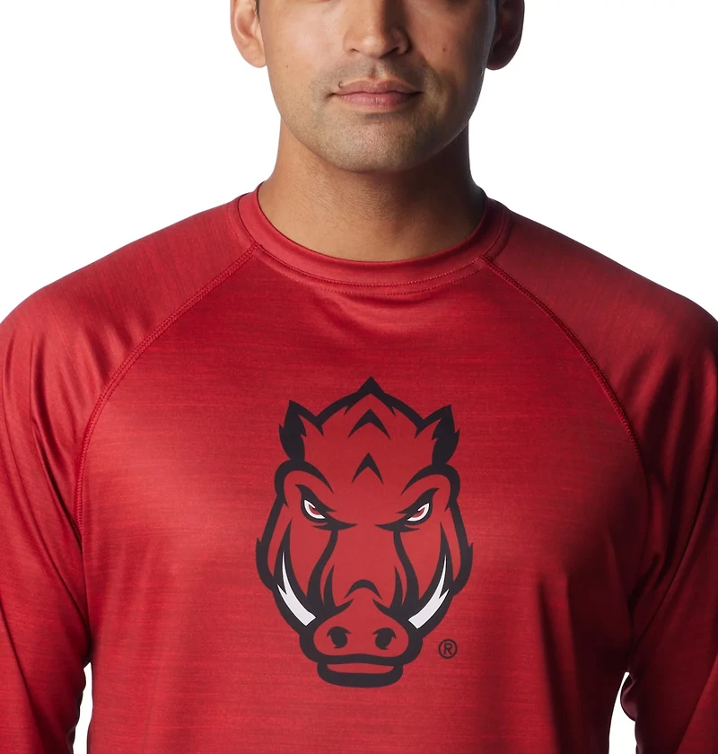 Columbia Sportswear Men's University of Arkansas PFG Terminal Tackle Heather Long Sleeve Shirt