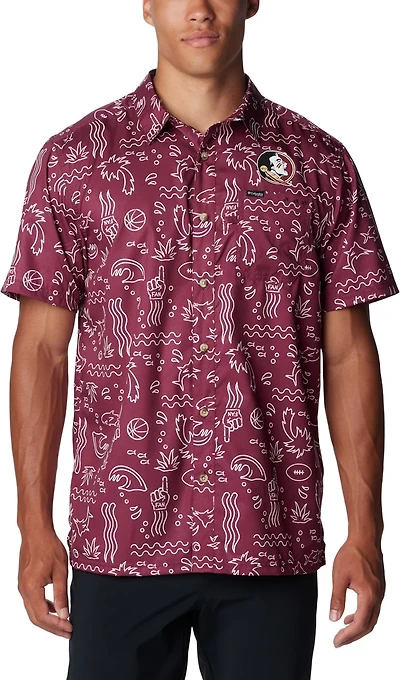 Columbia Sportswear Men's Florida State University Super Slack Tide Fish Fan Button Down Shirt
