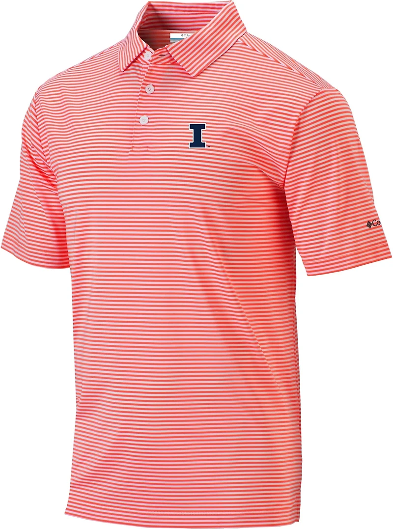 Columbia Sportswear Men's University of Illinois Club Invite Stripe Polo Shirt