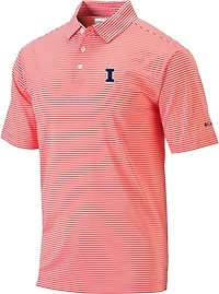 Columbia Sportswear Men's University of Illinois Club Invite Stripe Polo Shirt