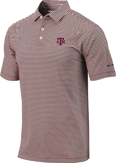 Columbia Sportswear Men's Texas A&M University Club Invite Stripe Polo Shirt