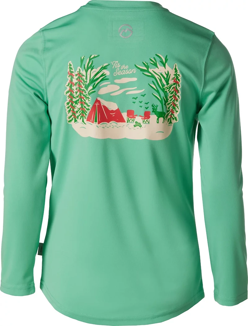 Magellan Outdoors Girls' Holiday Perf Crew Long Sleeve T-shirt