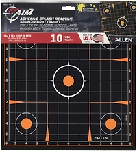 Allen Company EZ Aim Splash Reactive Adhesive Paper Sight-In Grid Shooting Targets 10-Pack