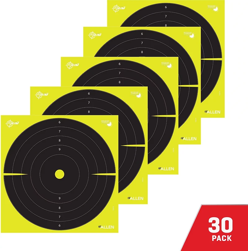 Allen Company EZ Aim 12.5in Splash Reactive Bullseye Paper Shooting Target 30-Pack