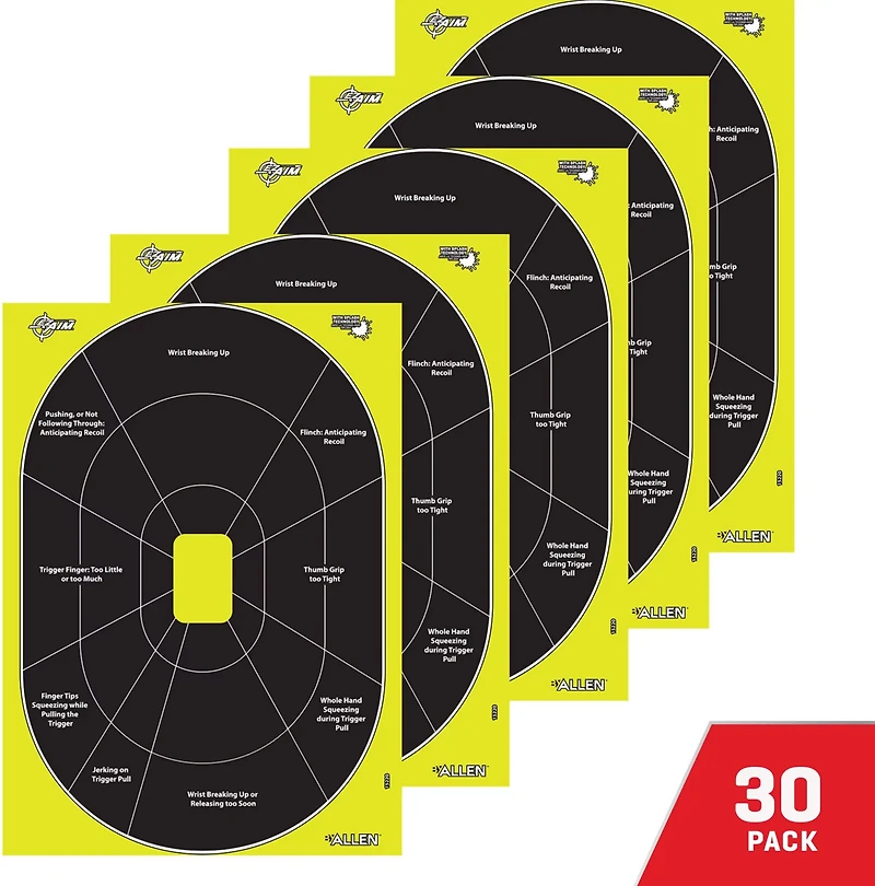 Allen Company EZ Aim Splash Reactive Paper HG Trainer Shooting Targets 30-Pack