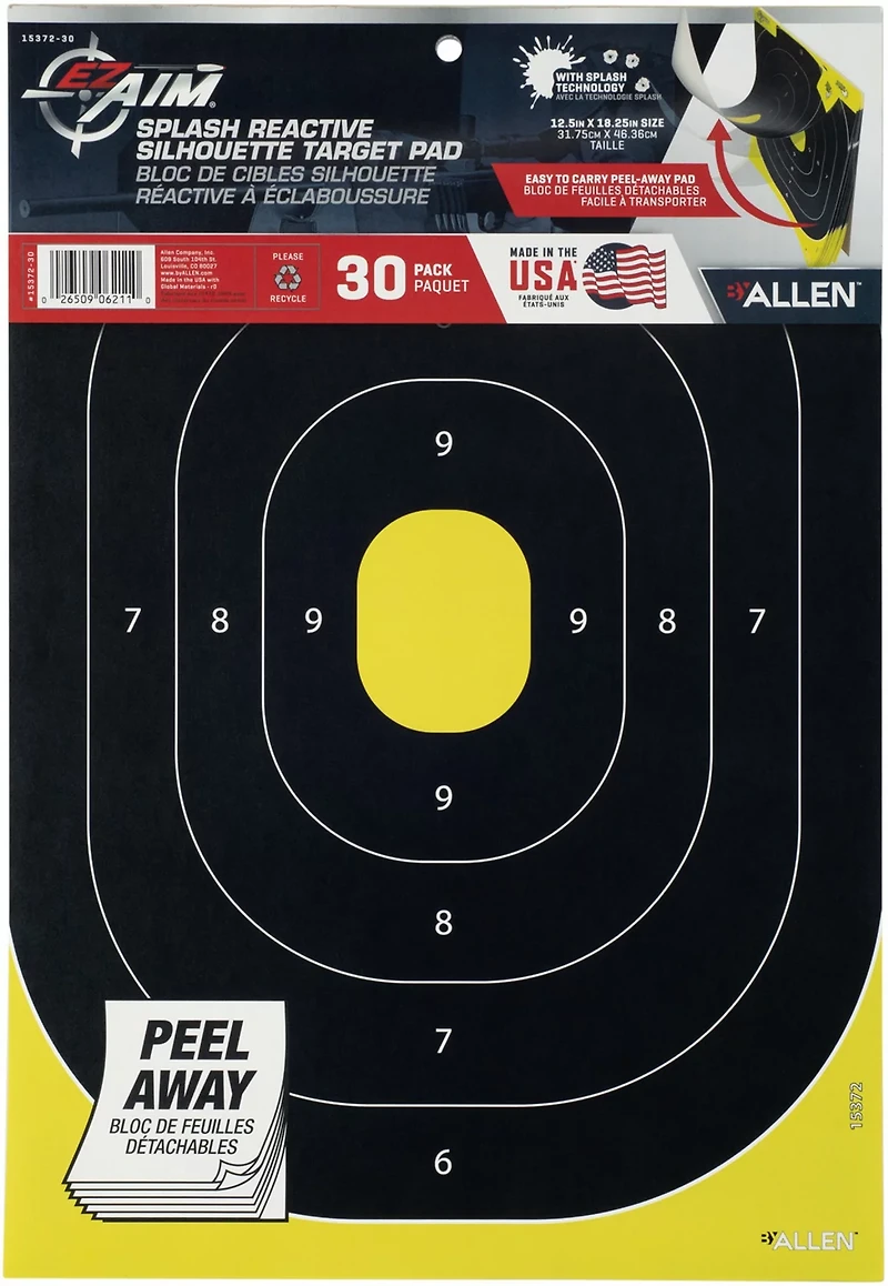 Allen Company EZ Aim Splash Reactive Paper IPSC Silhouette Shooting Targets 30-Pack
