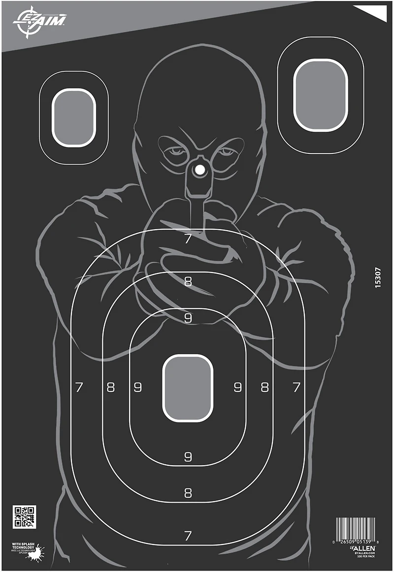 Allen Company EZ Aim 12.5x18.25in Splash Reactive Silhouette Paper Shooting Target 100-Pack