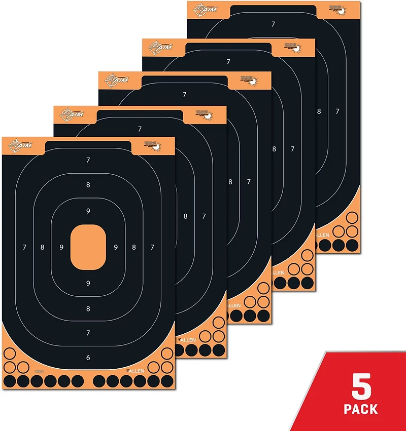 Allen Company EZ Aim Splash Reactive Adhesive HG Trainer Paper Shooting Target 5-Pack