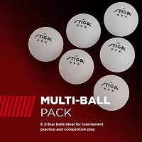 Stiga 3-Star Table Tennis Balls 6-Pack