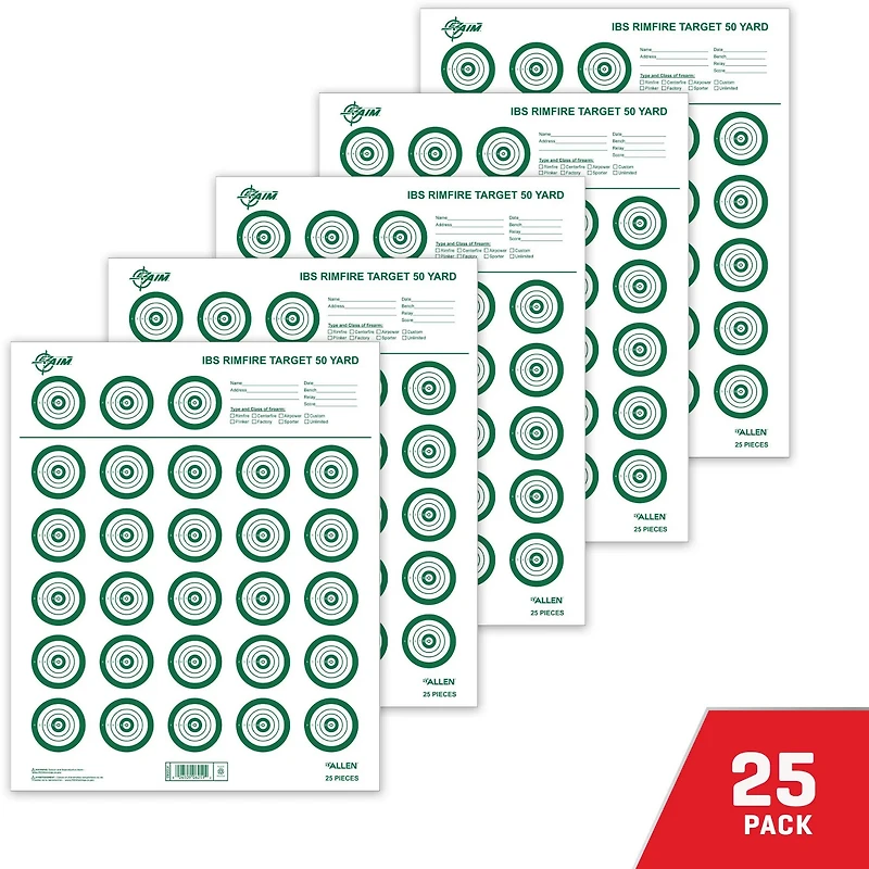 Allen Company EZ Aim IBS Rimfire Paper Shooting Target 25-Pack