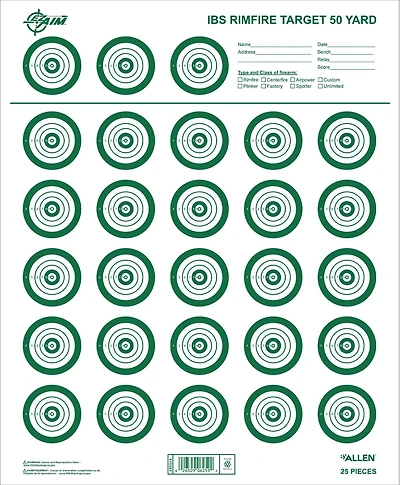 Allen Company EZ Aim IBS Rimfire Paper Shooting Target 25-Pack