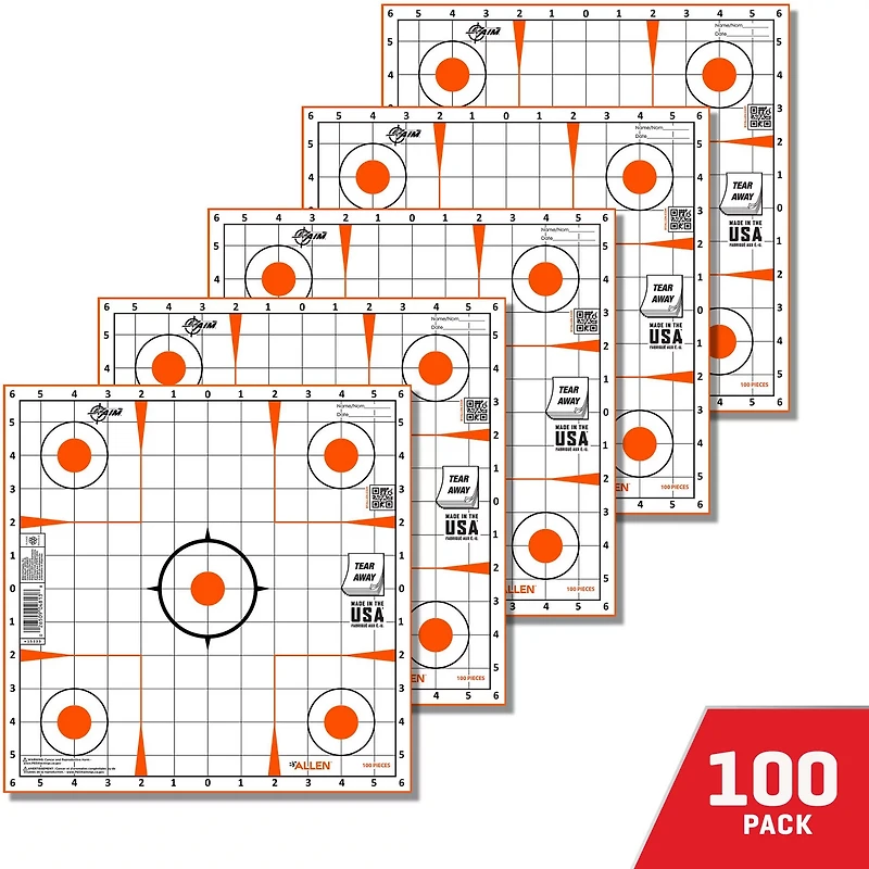 Allen Company EZ Aim Sight-In Grid Paper Shooting Target 100-Pack