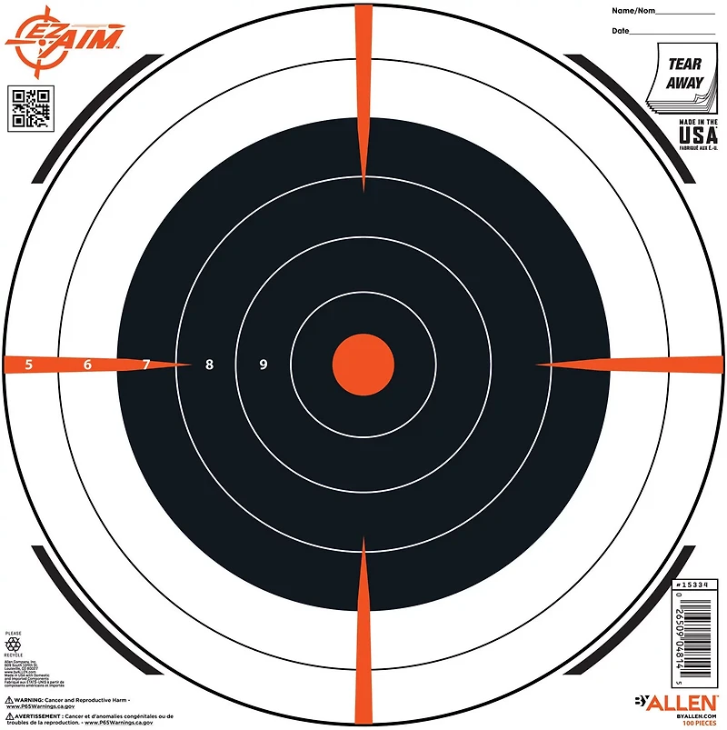 Allen Company EZ Aim Bullseye Paper Shooting Target 100-Pack