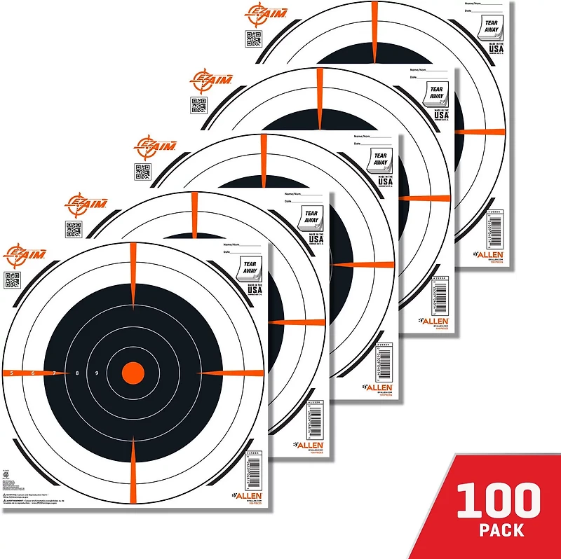Allen Company EZ Aim Bullseye Paper Shooting Target 100-Pack
