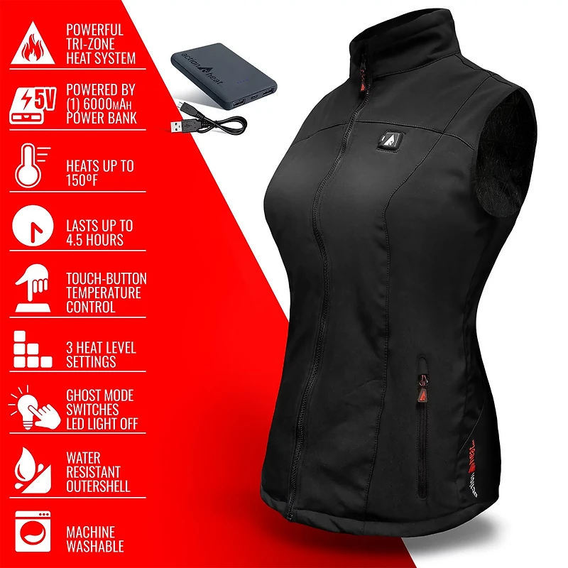 ActionHeat Women's 5V Battery Heated Softshell Vest