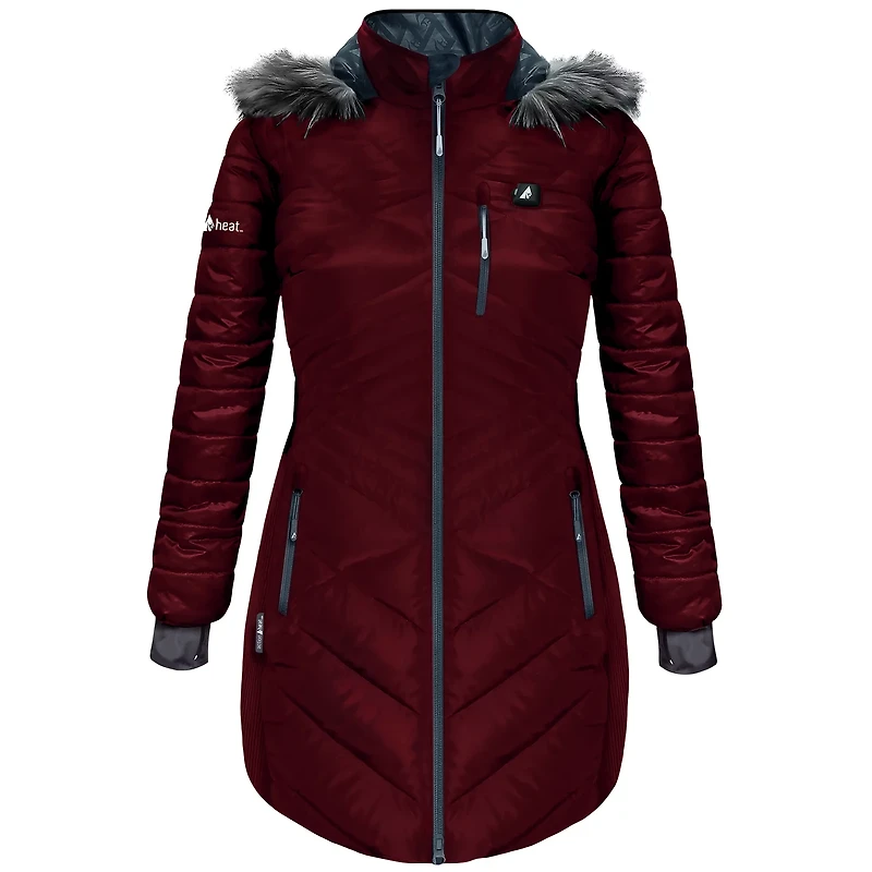 ActionHeat Women's 5V Battery Heated Long Hooded Puffer Jacket