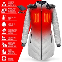 ActionHeat Women's 5V Battery Heated Long Hooded Puffer Jacket