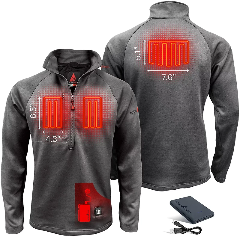 ActionHeat Men's Slim Fit 5V Battery Heated 1/2 Zip Pullover