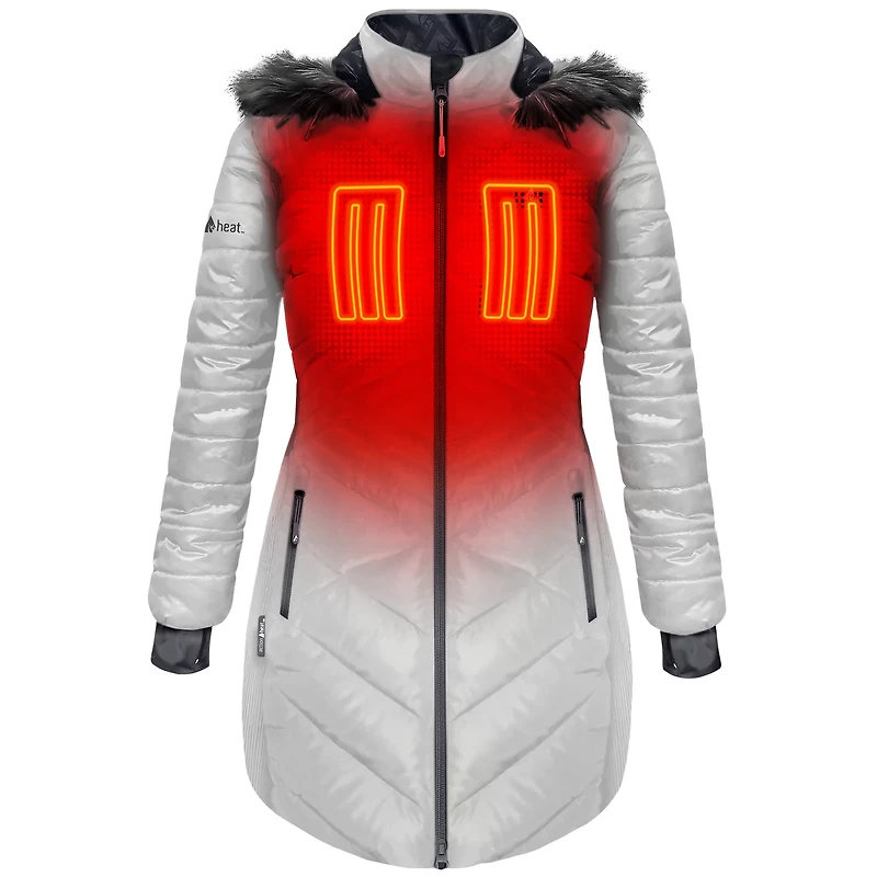 ActionHeat Women's 5V Battery Heated Long Hooded Puffer Jacket