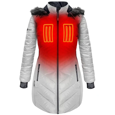 ActionHeat Women's 5V Battery Heated Long Hooded Puffer Jacket