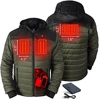 ActionHeat Men's 5V Battery Heated Color Block Hooded Puffer Jacket