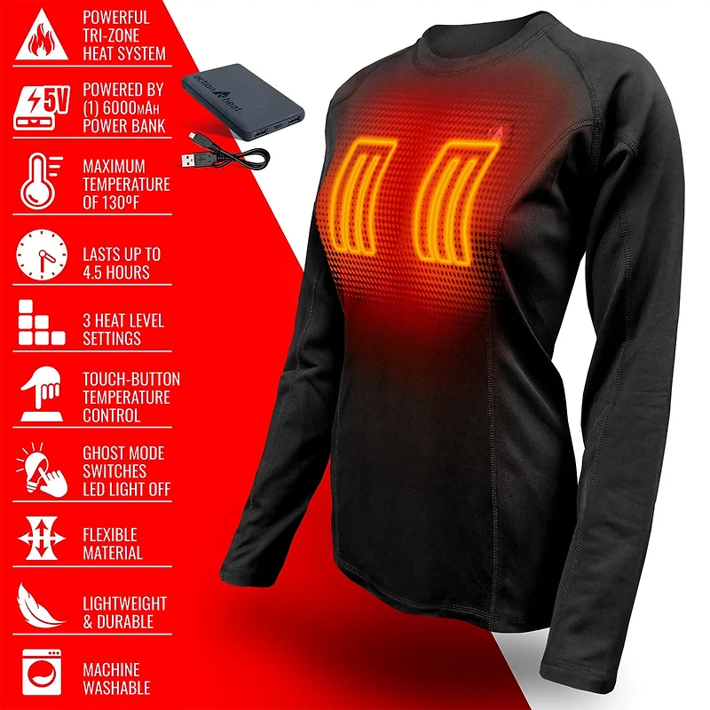ActionHeat Women's 5 V Battery Heated Base Layer Shirt