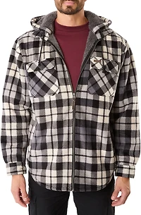 Smith's Workwear Men's Sherpa-Lined Full Zip Hooded Microfleece Shirt Jacket