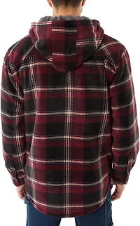 Smith's Workwear Men's Sherpa-Lined Full Zip Hooded Microfleece Shirt Jacket